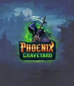 The eerie and atmospheric Phoenix Graveyard slot game interface by ELK Studios, featuring a mysterious graveyard setting. This image captures the slot's innovative expanding reels, alongside its stunning symbols and dark theme. The design reflects the game's theme of rebirth and immortality, attractive for those interested in the supernatural.