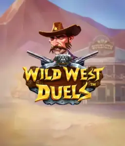  Dive into the daring world of "Wild West Duels" by Pragmatic Play, featuring a tough gunslinger ready for a showdown. The image shows a fierce cowboy with crossed pistols, framed by a dusty Western town. His focused expression and elaborate attire embody the spirit of the Old West. The game's title is clearly displayed in an ornate font, adding to the exciting theme. 